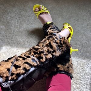 Genuine Fur and leather lace up boot covers NWOT